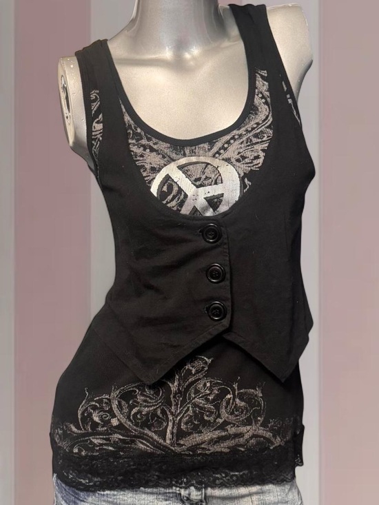Tops - layered vest Vintage Y2K Ultra Fitted Tank Top